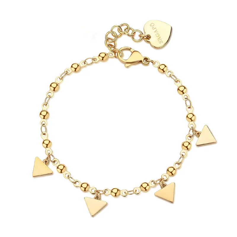 Bracciale catena donna S'agapõ in acciaio dorato e triangoli